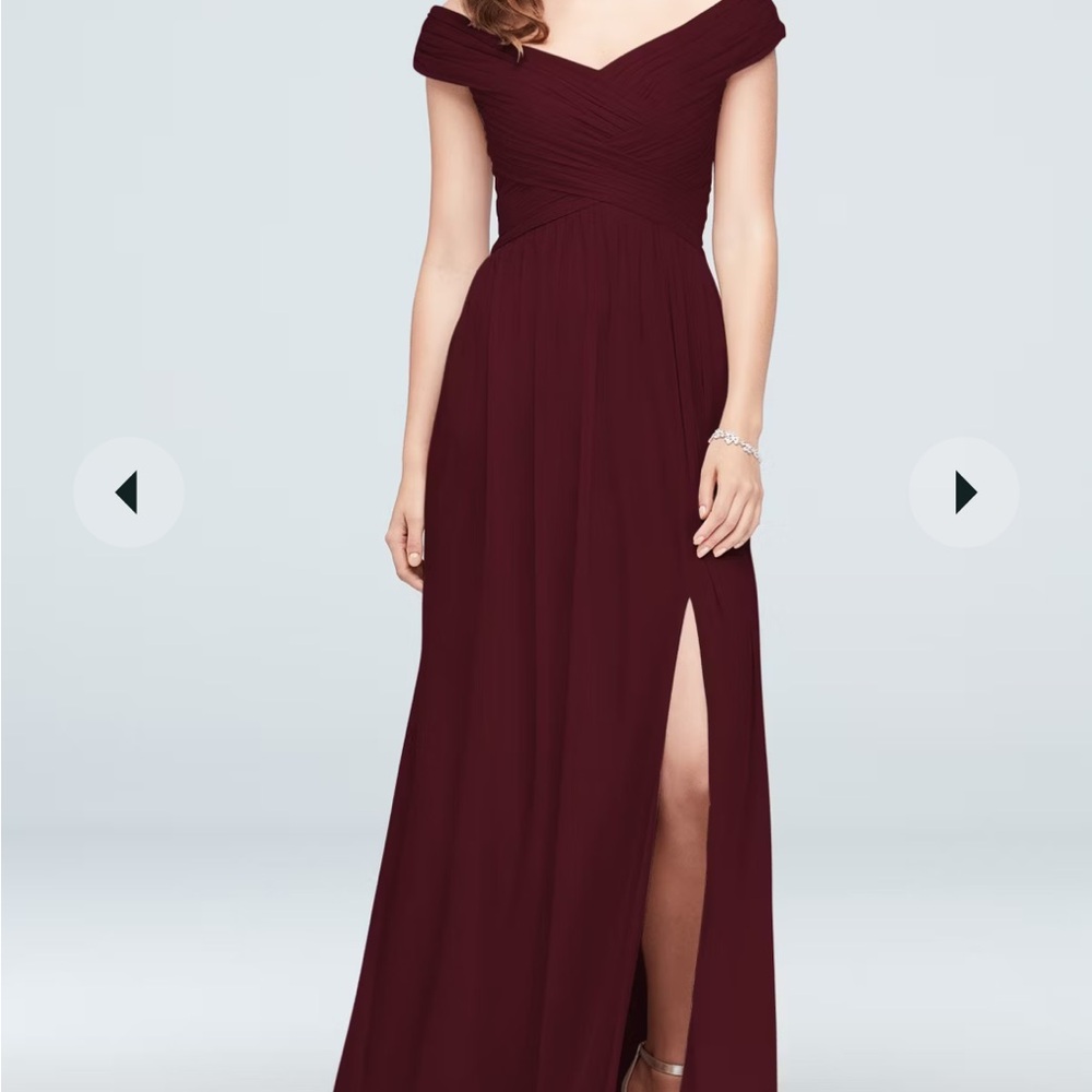 David’s bridal criss/cross bridesmaid dress.